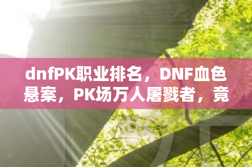 dnfPK职业排名，DNF血色悬案，PK场万人屠戮者，竟成自己刀下亡魂的毛骨悚然真相