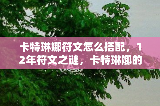 卡特琳娜符文怎么搭配，12年符文之谜，卡特琳娜的暗影轨迹与泪目真相