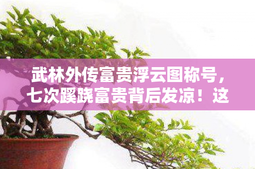 武林外传富贵浮云图称号,七次蹊跷富贵背后发凉!这游戏竟把我当猴耍了半辈子 武林外传富贵浮云图称号,七次蹊跷富贵背后发凉!这游戏竟把我当猴耍了半辈子
