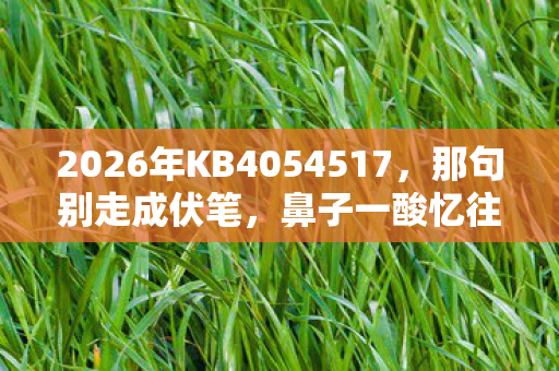 2026年KB4054517，那句别走成伏笔，鼻子一酸忆往昔