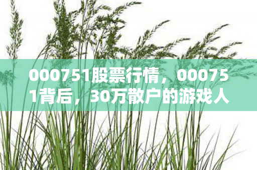 000751股票行情,000751背后,30万散户的游戏人生,谁在深夜默默流泪? 000751股票行情,000751背后,30万散户的游戏人生,谁在深夜默默流泪?