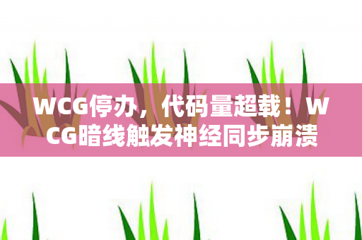 WCG停办，代码量超载！WCG暗线触发神经同步崩溃，玩家集体头皮发麻