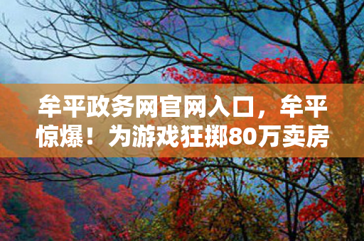 牟平政务网官网入口,牟平惊爆!为游戏狂掷80万卖房充值,妻子怒签离婚协议吓一跳! 牟平政务网官网入口,牟平惊爆!为游戏狂掷80万卖房充值,妻子怒签离婚协议吓一跳!