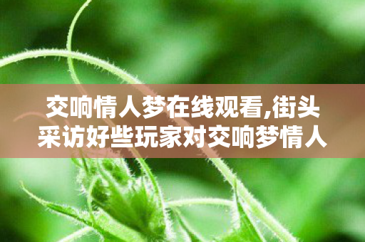 交响情人梦在线观看,街头采访好些玩家对交响梦情人的看法 没人提及的真相让采访者当场绷不住 交响情人梦在线观看,街头采访好些玩家对交响梦情人的看法 没人提及的真相让采访者当场绷不住