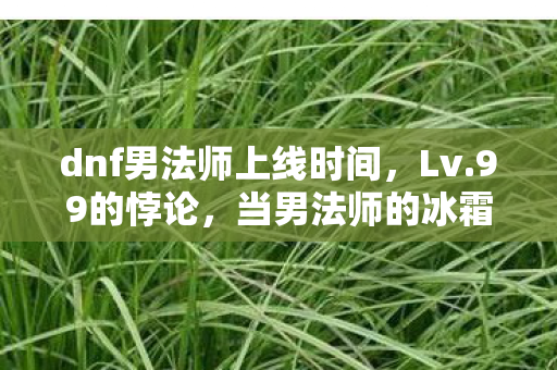 dnf男法师上线时间，Lv.99的悖论，当男法师的冰霜永冻术困住我的灵魂震颤时刻