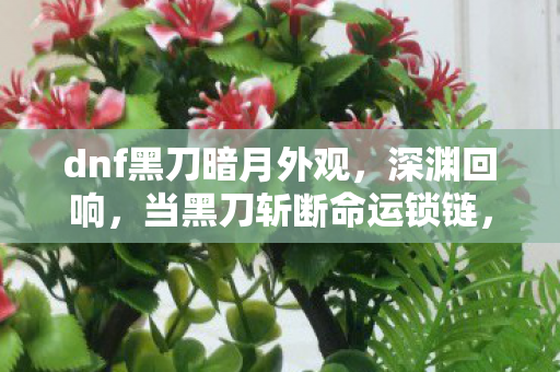 dnf黑刀暗月外观，深渊回响，当黑刀斩断命运锁链，自由意志竟是更高层级的宿命？