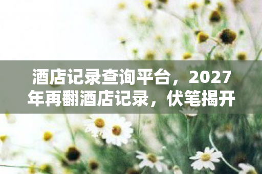 酒店记录查询平台，2027年再翻酒店记录，伏笔揭开时，我鼻子一酸