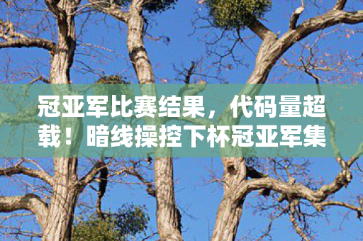 冠亚军比赛结果,代码量超载!暗线操控下杯冠亚军集体头皮发麻出局 冠亚军比赛结果,代码量超载!暗线操控下杯冠亚军集体头皮发麻出局