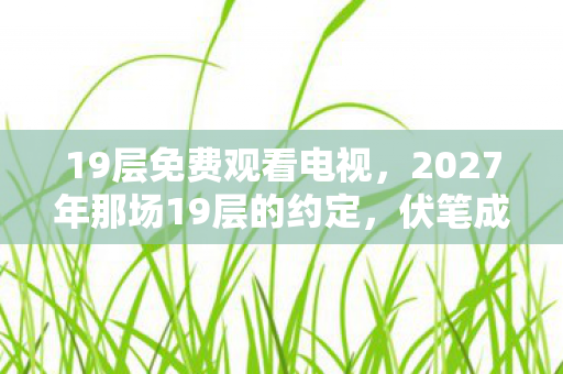 19层免费观看电视,2027年那场19层的约定,伏笔成殇,鼻子一酸谁还在等? 19层免费观看电视,2027年那场19层的约定,伏笔成殇,鼻子一酸谁还在等?