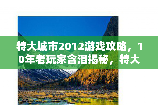 特大城市2012游戏攻略,10年老玩家含泪揭秘,特大城市2012里藏着多少让你失眠的城市病? 特大城市2012游戏攻略,10年老玩家含泪揭秘,特大城市2012里藏着多少让你失眠的城市病?