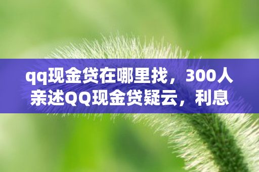 qq现金贷在哪里找,300人亲述QQ现金贷疑云,利息黑洞下,谁先绷不住泪洒网吧? qq现金贷在哪里找,300人亲述QQ现金贷疑云,利息黑洞下,谁先绷不住泪洒网吧?