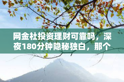 网金社投资理财可靠吗，深夜180分钟隐秘独白，那个为网金社哽咽的少年，如今只剩登录界面