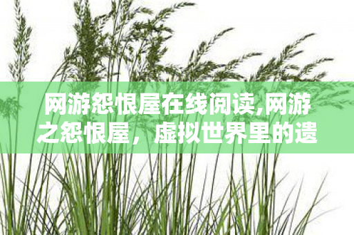 网游怨恨屋在线阅读,网游之怨恨屋,虚拟世界里的遗憾摆渡人 网游怨恨屋在线阅读,网游之怨恨屋,虚拟世界里的遗憾摆渡人