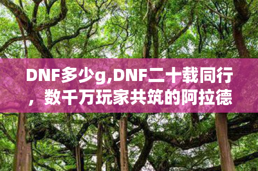 DNF多少g,DNF二十载同行，数千万玩家共筑的阿拉德热血记忆