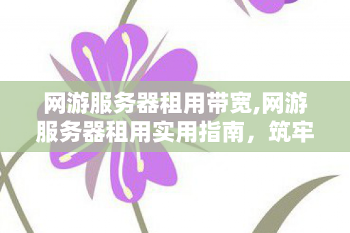 网游服务器租用带宽,网游服务器租用实用指南,筑牢游戏流畅运行的核心底座 网游服务器租用带宽,网游服务器租用实用指南,筑牢游戏流畅运行的核心底座