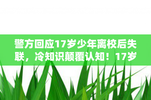 警方回应17岁少年离校后失联，冷知识颠覆认知！17岁少年买不到票竟攻击系统，真相目瞪口呆
