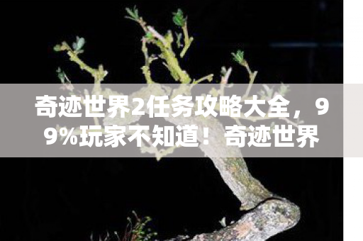 奇迹世界2任务攻略大全,99%玩家不知道!奇迹世界2任务竟因平台差异胜率差3倍? 奇迹世界2任务攻略大全,99%玩家不知道!奇迹世界2任务竟因平台差异胜率差3倍?