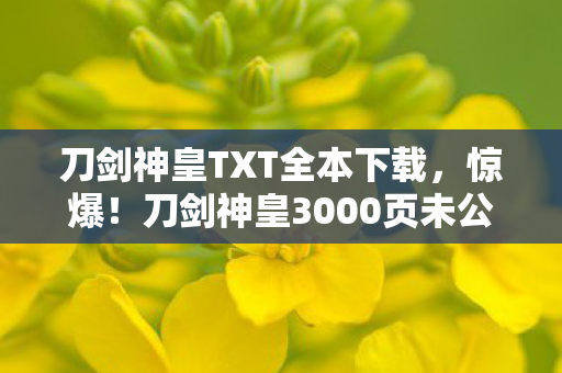 刀剑神皇TXT全本下载,惊爆!刀剑神皇3000页未公开秘辛,竟藏着颠覆认知的真相? 刀剑神皇TXT全本下载,惊爆!刀剑神皇3000页未公开秘辛,竟藏着颠覆认知的真相?