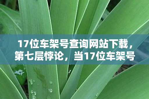 17位车架号查询网站下载,第七层悖论,当17位车架号揭开命运轮回,你的灵魂震颤了吗? 17位车架号查询网站下载,第七层悖论,当17位车架号揭开命运轮回,你的灵魂震颤了吗?