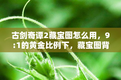 古剑奇谭2藏宝图怎么用,9:1的黄金比例下,藏宝图背后竟藏着让百万玩家扎心的真相! 古剑奇谭2藏宝图怎么用,9:1的黄金比例下,藏宝图背后竟藏着让百万玩家扎心的真相!