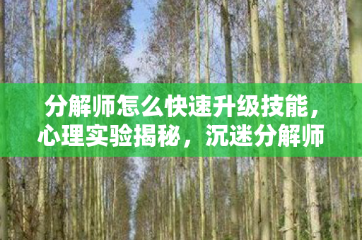 分解师怎么快速升级技能，心理实验揭秘，沉迷分解师升级，细思极恐的自我欺骗循环