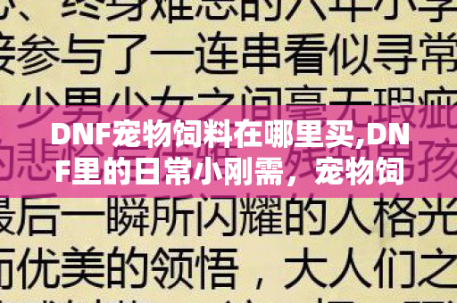 DNF宠物饲料在哪里买,DNF里的日常小刚需,宠物饲料藏着不少老玩家的专属回忆 DNF宠物饲料在哪里买,DNF里的日常小刚需,宠物饲料藏着不少老玩家的专属回忆