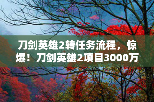 刀剑英雄2转任务流程,惊爆!刀剑英雄2项目3000万隐情曝光,这操作真让人吓一跳! 刀剑英雄2转任务流程,惊爆!刀剑英雄2项目3000万隐情曝光,这操作真让人吓一跳!
