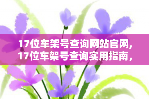 17位车架号查询网站官网,17位车架号查询实用指南,精准获取车辆专属信息的正确方式 17位车架号查询网站官网,17位车架号查询实用指南,精准获取车辆专属信息的正确方式