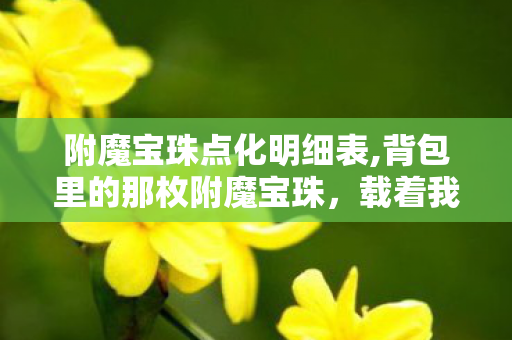附魔宝珠点化明细表,背包里的那枚附魔宝珠,载着我年少时的滚烫冒险梦 附魔宝珠点化明细表,背包里的那枚附魔宝珠,载着我年少时的滚烫冒险梦