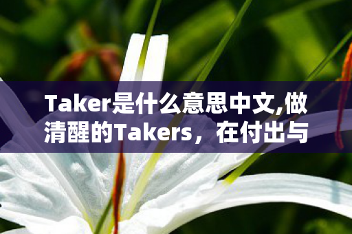 Taker是什么意思中文,做清醒的Takers，在付出与收获间锚定生活的平衡支点
