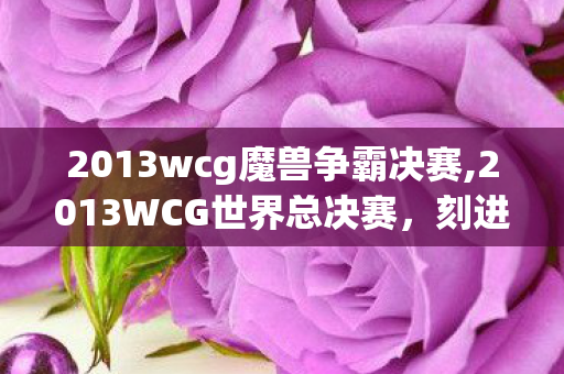 2013wcg魔兽争霸决赛,2013WCG世界总决赛，刻进青春里的电竞奥林匹克记忆