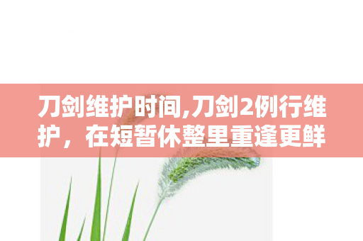 刀剑维护时间,刀剑2例行维护，在短暂休整里重逢更鲜活的武侠江湖