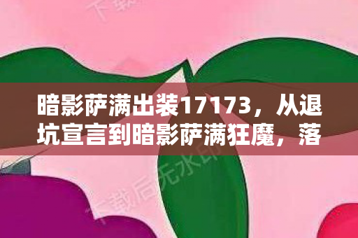 暗影萨满出装17173,从退坑宣言到暗影萨满狂魔,落差真相,笑着笑着哭了 暗影萨满出装17173,从退坑宣言到暗影萨满狂魔,落差真相,笑着笑着哭了