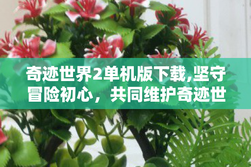 奇迹世界2单机版下载,坚守冒险初心,共同维护奇迹世界2的公平游戏氛围 奇迹世界2单机版下载,坚守冒险初心,共同维护奇迹世界2的公平游戏氛围