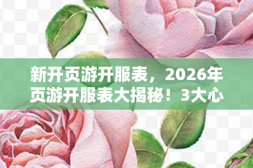 新开页游开服表,2026年页游开服表大揭秘!3大心得+避坑指南助你畅玩 新开页游开服表,2026年页游开服表大揭秘!3大心得+避坑指南助你畅玩