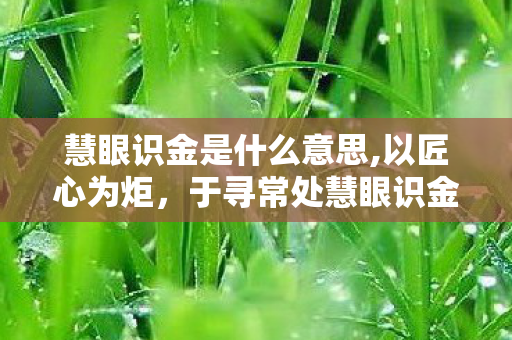 慧眼识金是什么意思,以匠心为炬,于寻常处慧眼识金 慧眼识金是什么意思,以匠心为炬,于寻常处慧眼识金