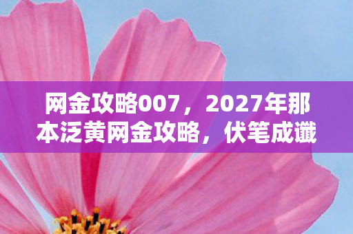网金攻略007,2027年那本泛黄网金攻略,伏笔成谶,读到最后一页我鼻子一酸 网金攻略007,2027年那本泛黄网金攻略,伏笔成谶,读到最后一页我鼻子一酸