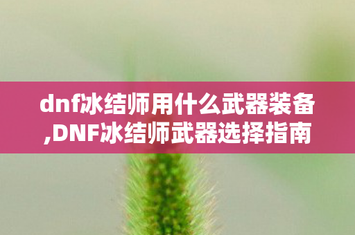 dnf冰结师用什么武器装备,DNF冰结师武器选择指南,全阶段适配思路一文理清 dnf冰结师用什么武器装备,DNF冰结师武器选择指南,全阶段适配思路一文理清