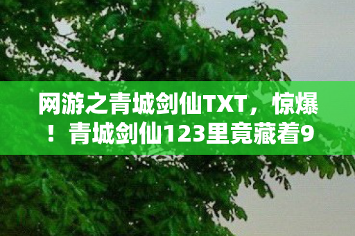 网游之青城剑仙TXT,惊爆!青城剑仙123里竟藏着99%玩家不知的致命秘密? 网游之青城剑仙TXT,惊爆!青城剑仙123里竟藏着99%玩家不知的致命秘密?