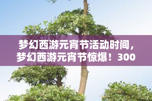 梦幻西游元宵节活动时间,梦幻西游元宵节惊爆!300玩家集体泪崩,这疑点谁绷得住啊? 梦幻西游元宵节活动时间,梦幻西游元宵节惊爆!300玩家集体泪崩,这疑点谁绷得住啊?