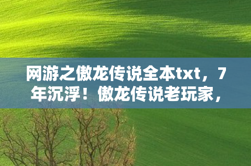 网游之傲龙传说全本txt,7年沉浮!傲龙传说老玩家,继续还是离开? 网游之傲龙传说全本txt,7年沉浮!傲龙传说老玩家,继续还是离开?