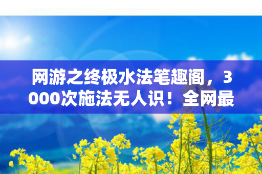 网游之终极水法笔趣阁,3000次施法无人识!全网最惨水法玩家竟是前暴雪设计师? 网游之终极水法笔趣阁,3000次施法无人识!全网最惨水法玩家竟是前暴雪设计师?
