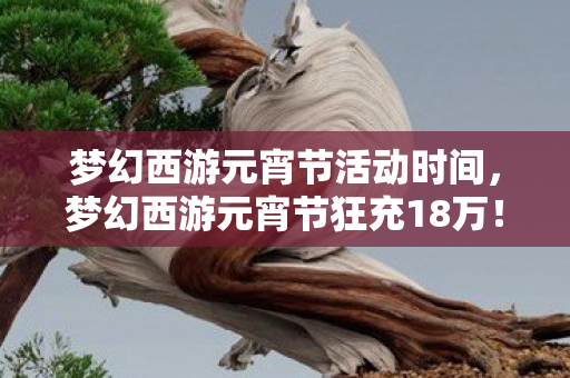 梦幻西游元宵节活动时间，梦幻西游元宵节狂充18万！老婆怒签离婚协议，背后隐情吓你一跳！