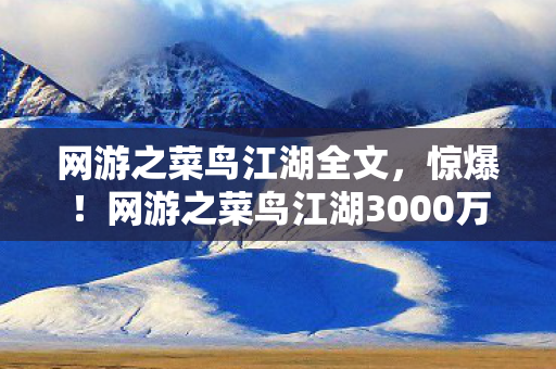 网游之菜鸟江湖全文,惊爆!网游之菜鸟江湖3000万投资背后隐情,真相让人吓一跳! 网游之菜鸟江湖全文,惊爆!网游之菜鸟江湖3000万投资背后隐情,真相让人吓一跳!