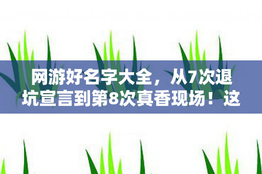 网游好名字大全,从7次退坑宣言到第8次真香现场!这名字竟让我破防2027? 网游好名字大全,从7次退坑宣言到第8次真香现场!这名字竟让我破防2027?