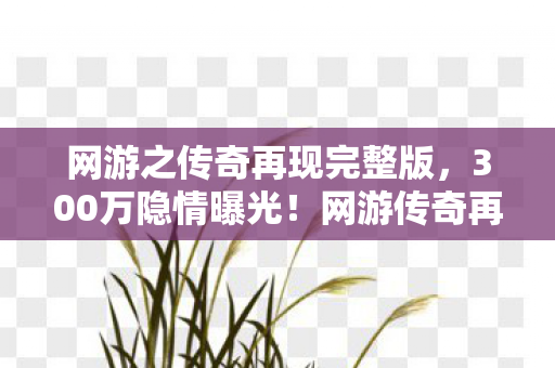 网游之传奇再现完整版,300万隐情曝光!网游传奇再现惊天内幕,离职老兵拍桌,这操作吓我一跳! 网游之传奇再现完整版,300万隐情曝光!网游传奇再现惊天内幕,离职老兵拍桌,这操作吓我一跳!