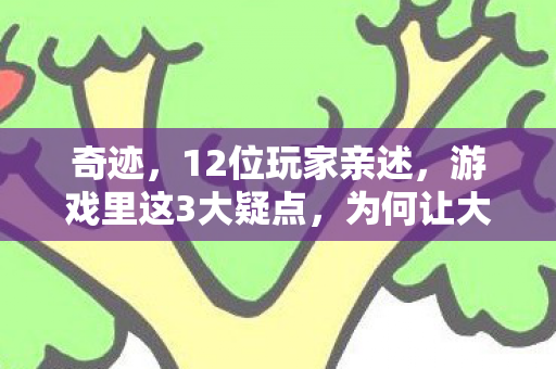 奇迹,12位玩家亲述,游戏里这3大疑点,为何让大神萌新集体绷不住? 奇迹,12位玩家亲述,游戏里这3大疑点,为何让大神萌新集体绷不住?