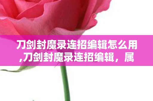 刀剑封魔录连招编辑怎么用,刀剑封魔录连招编辑，属于老玩家的专属动作美学密码