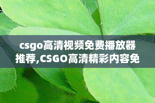 csgo高清视频免费播放器推荐,CSGO高清精彩内容免费观看指南,尽享竞技枪战的热血魅力 csgo高清视频免费播放器推荐,CSGO高清精彩内容免费观看指南,尽享竞技枪战的热血魅力