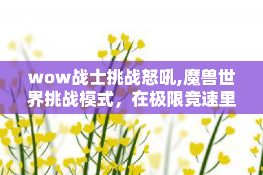 wow战士挑战怒吼,魔兽世界挑战模式,在极限竞速里找回当年开荒的纯粹热血 wow战士挑战怒吼,魔兽世界挑战模式,在极限竞速里找回当年开荒的纯粹热血